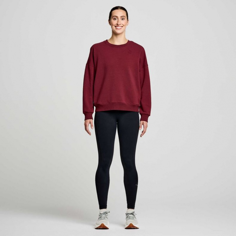 Burgundy Women's Saucony Recovery Crew Sweatshirt | MALAYSIA-CNAJ