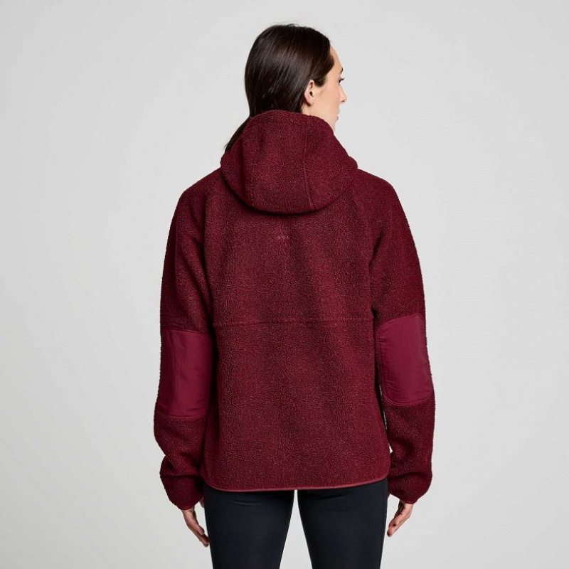 Burgundy Women's Saucony Recovery Sherpa Pullover Hoodie | MALAYSIA-OKWZ