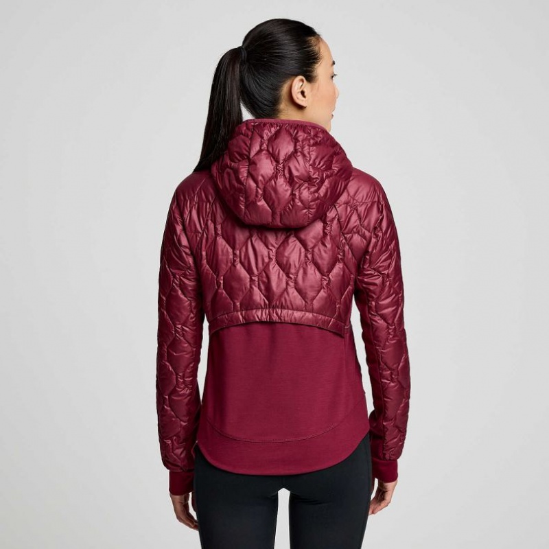 Burgundy Women's Saucony Solstice Oysterpuff Jacket | MALAYSIA-MPYO