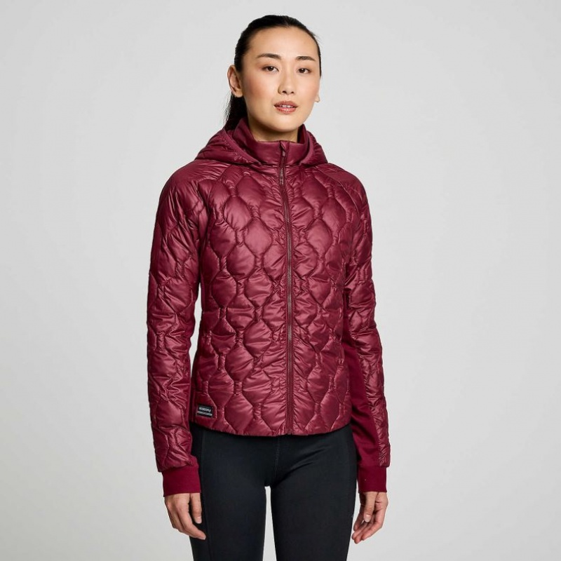 Burgundy Women\'s Saucony Solstice Oysterpuff Jacket | MALAYSIA-MPYO