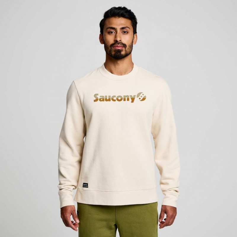 Cream Men\'s Saucony Recovery Crew Sweatshirt | MALAYSIA-QNXE