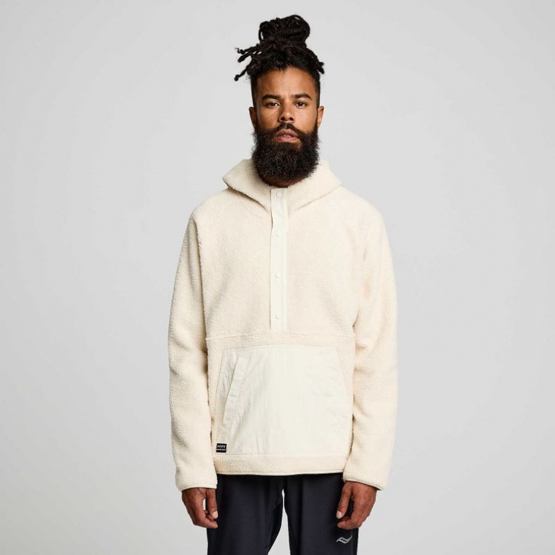 Cream Men\'s Saucony Recovery Sherpa Pullover Hoodie | MALAYSIA-JKAU