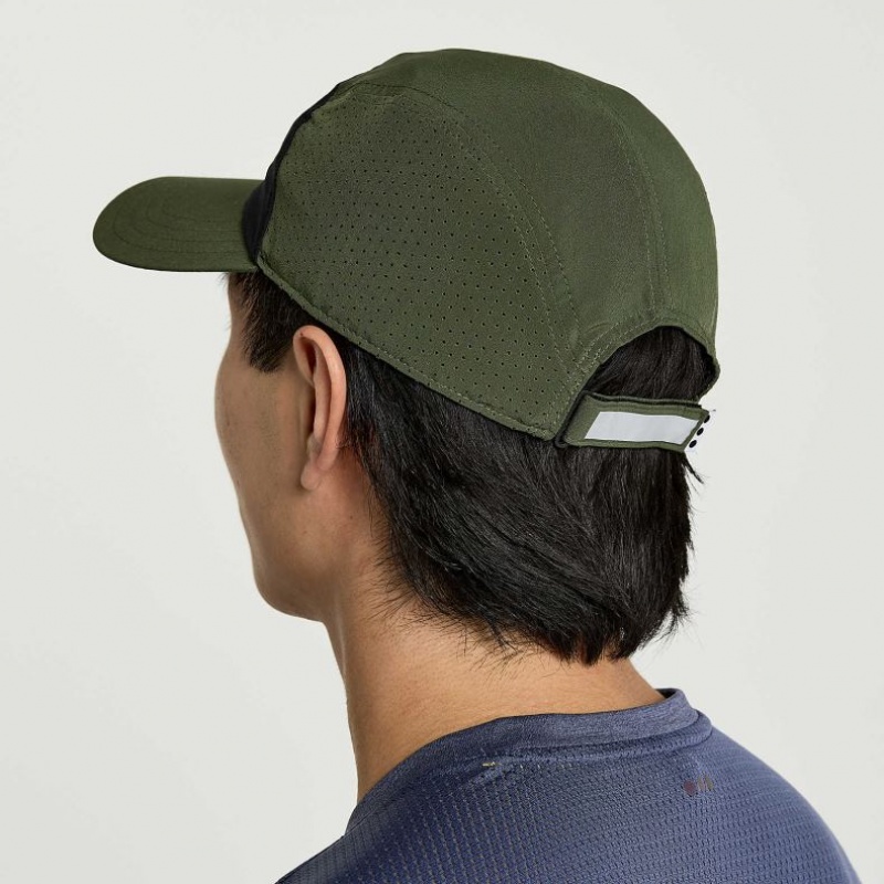 Dark Green Men's Saucony Outpace Hat | MALAYSIA-HRPF