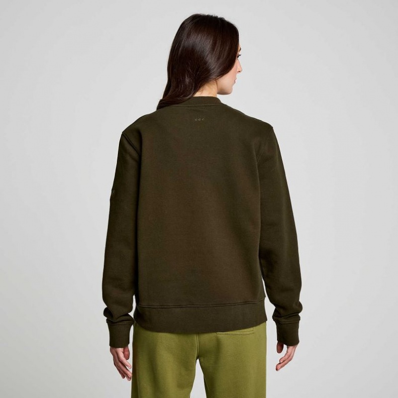 Dark Green Women's Saucony Recovery Crew Sweatshirt | MALAYSIA-FRXB