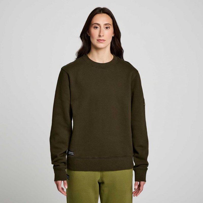 Dark Green Women\'s Saucony Recovery Crew Sweatshirt | MALAYSIA-FRXB