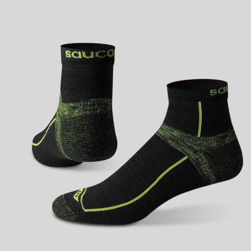 Green / Black Women's Saucony Inferno Quarter 3-Pack Socks | MALAYSIA-ZCHW