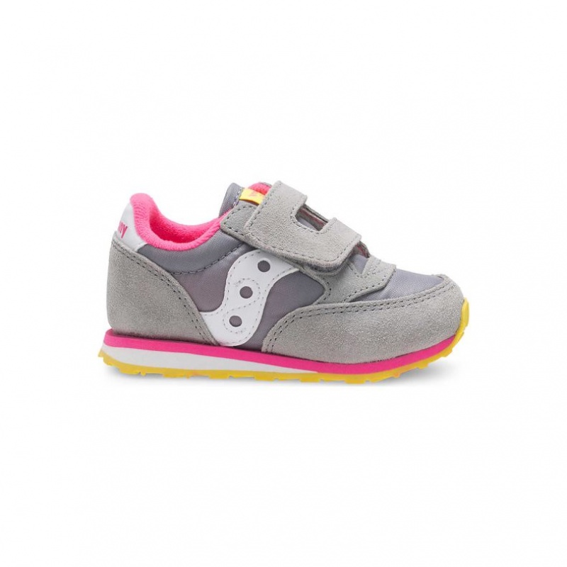 Grey Big Kids\' Saucony Jazz Hook & Loop Sneakers | MALAYSIA-PGIZ