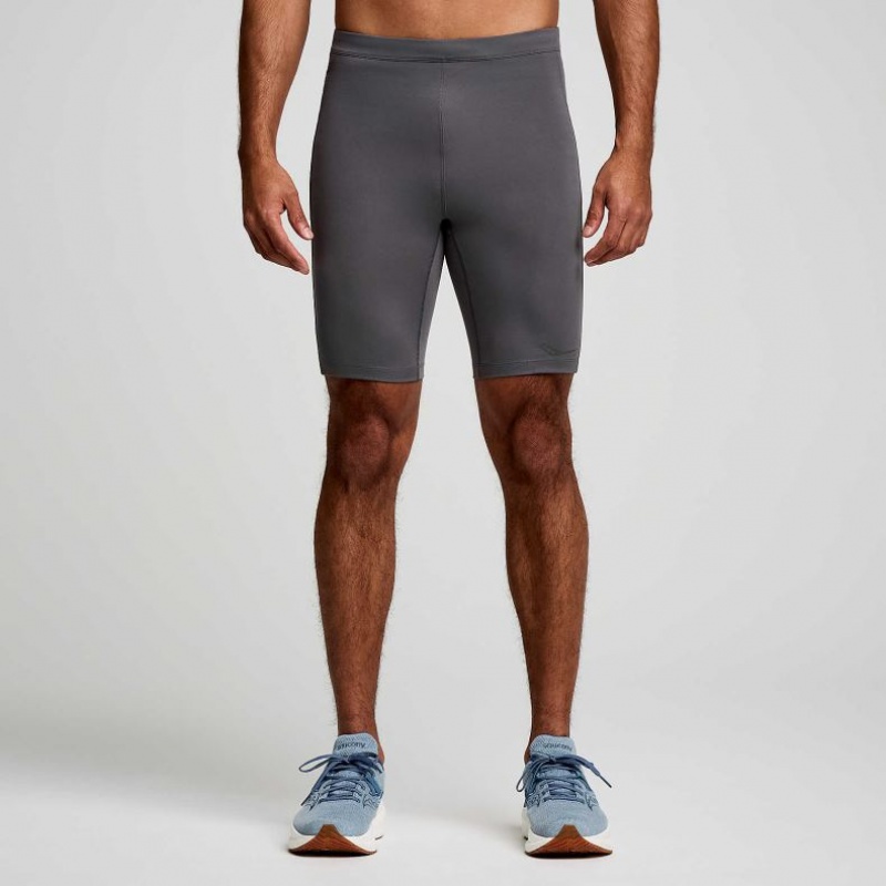 Grey Men\'s Saucony Fortify Lined Half Tight | MALAYSIA-QNZJ