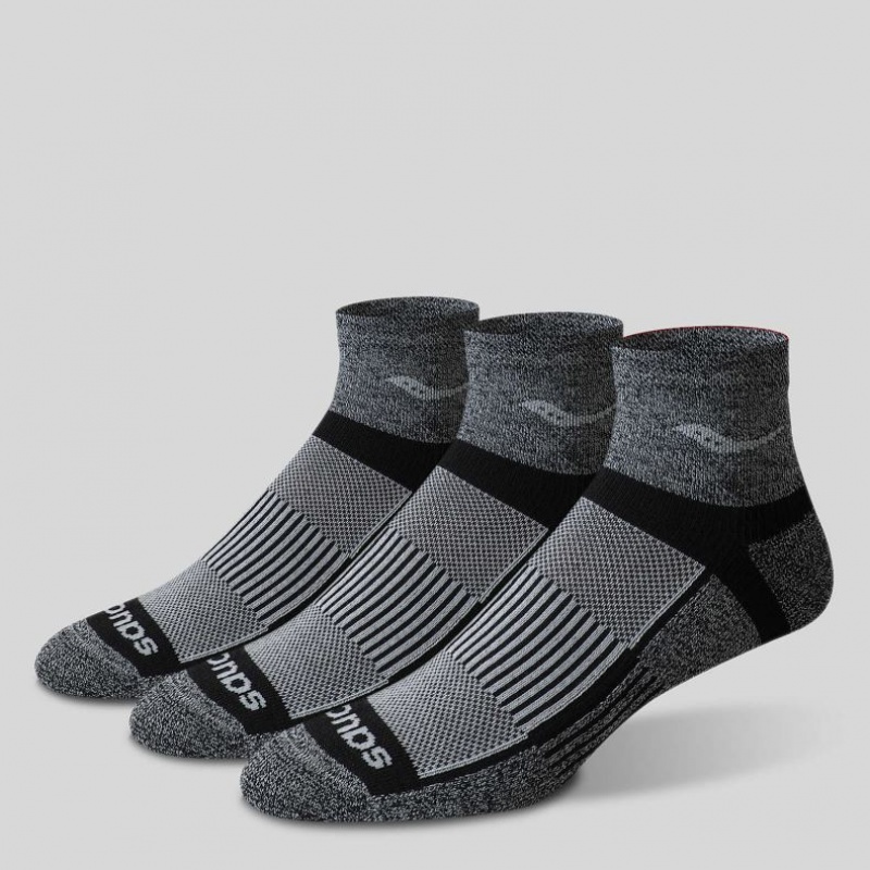 Grey Men's Saucony Inferno Quarter 3-Pack Socks | MALAYSIA-SEZL