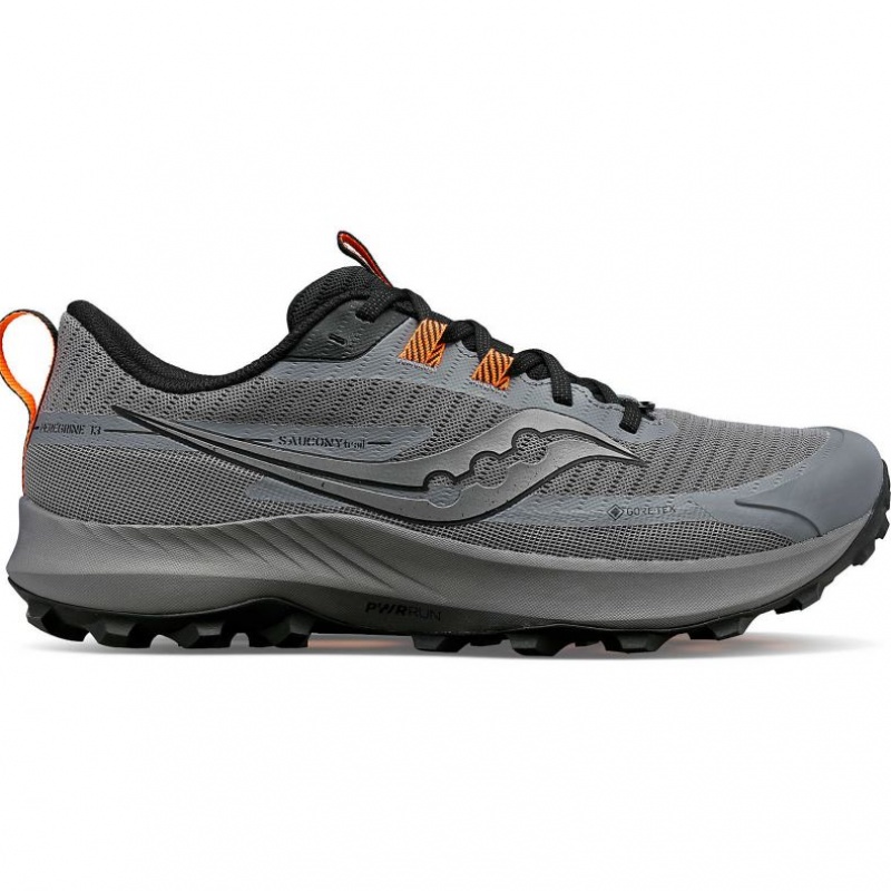 Grey Men\'s Saucony Peregrine 13 GTX Trail Running Shoes | MALAYSIA-VFDJ