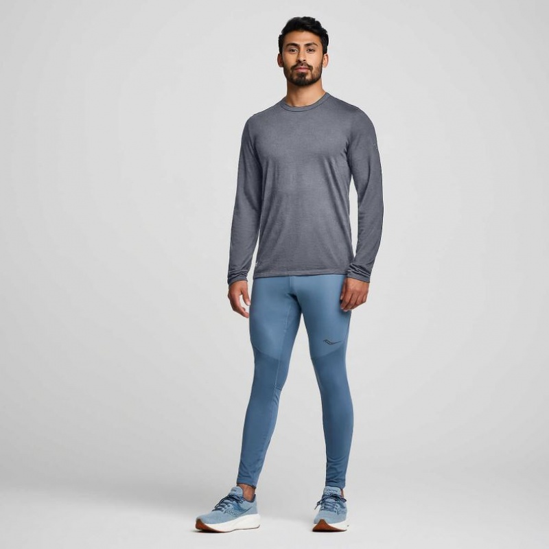 Grey Men's Saucony Peregrine Merino Long Sleeve T-Shirt | MALAYSIA-KIPY