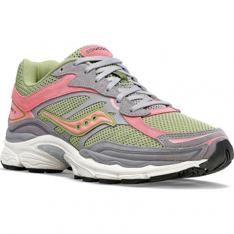 Grey / Green / Pink Men's Saucony ProGrid Omni 9 Premium Sneakers | MALAYSIA-CVHR