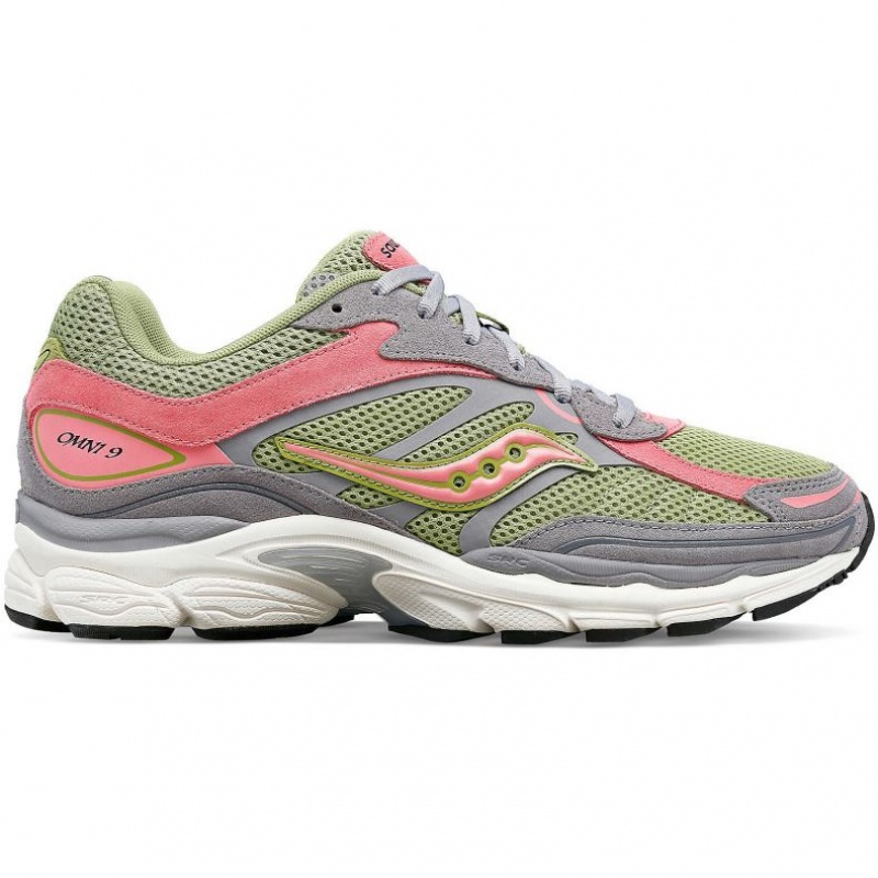 Grey / Green / Pink Men\'s Saucony ProGrid Omni 9 Premium Sneakers | MALAYSIA-CVHR