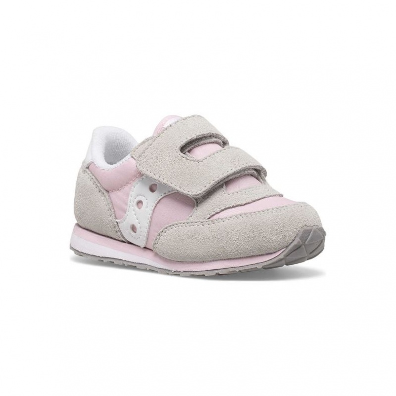 Grey / Pink Little Kids' Saucony Baby Jazz Hook & Loop Sneakers | MALAYSIA-GZLM