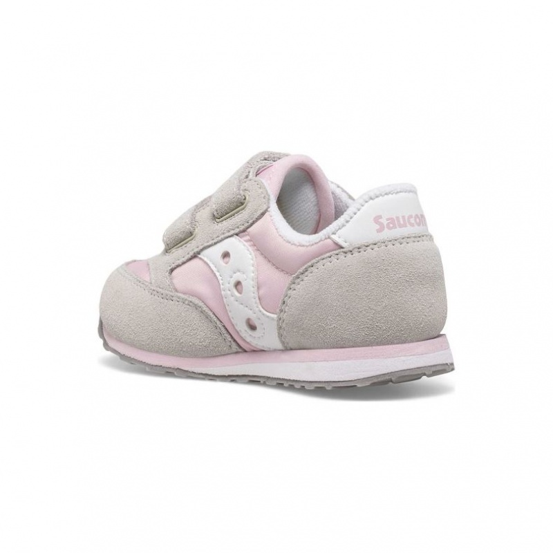 Grey / Pink Little Kids' Saucony Baby Jazz Hook & Loop Sneakers | MALAYSIA-GZLM