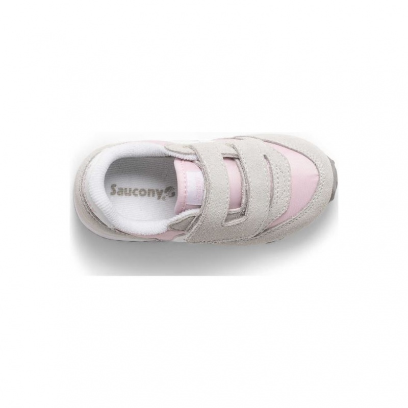 Grey / Pink Little Kids' Saucony Baby Jazz Hook & Loop Sneakers | MALAYSIA-GZLM