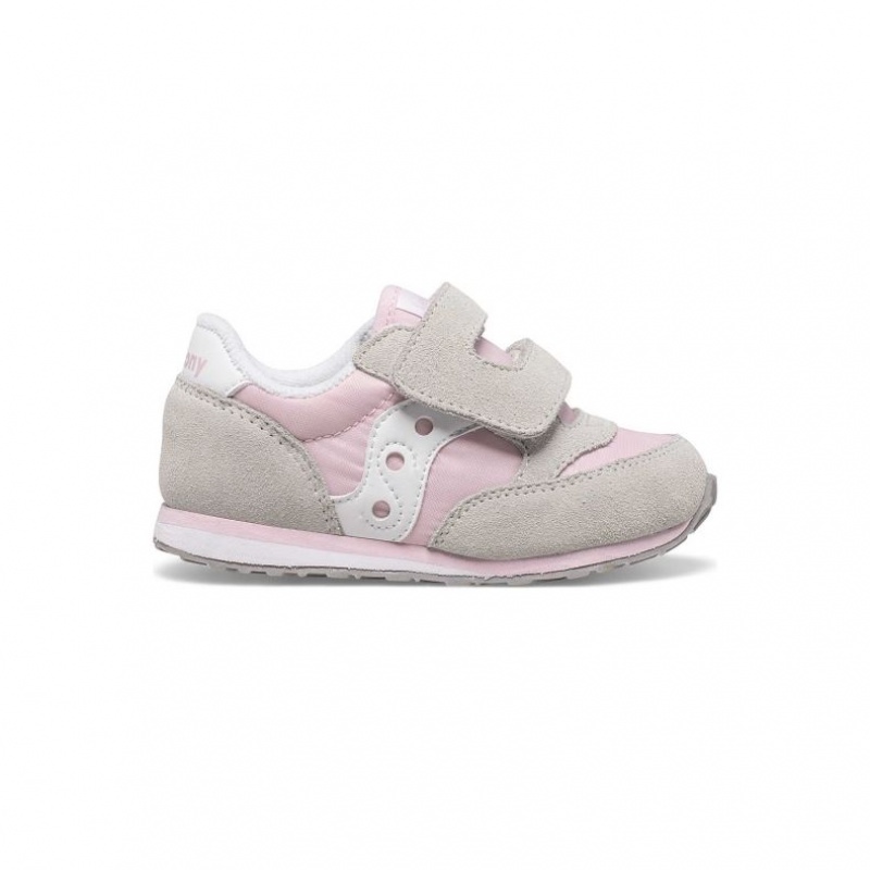 Grey / Pink Little Kids\' Saucony Baby Jazz Hook & Loop Sneakers | MALAYSIA-GZLM