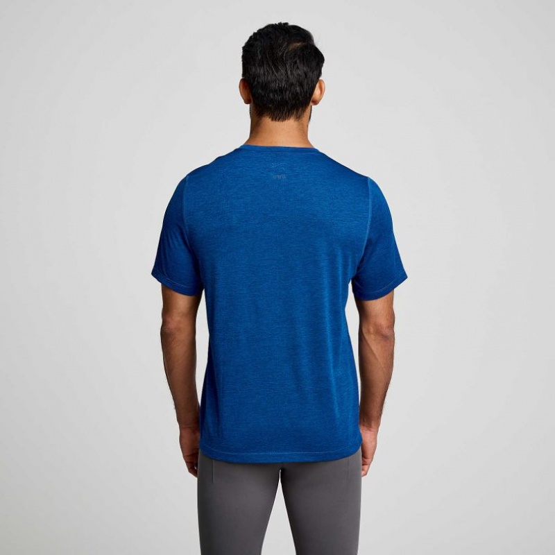 Indigo Men's Saucony Stopwatch Graphic Short Sleeve T-Shirt | MALAYSIA-YWVS