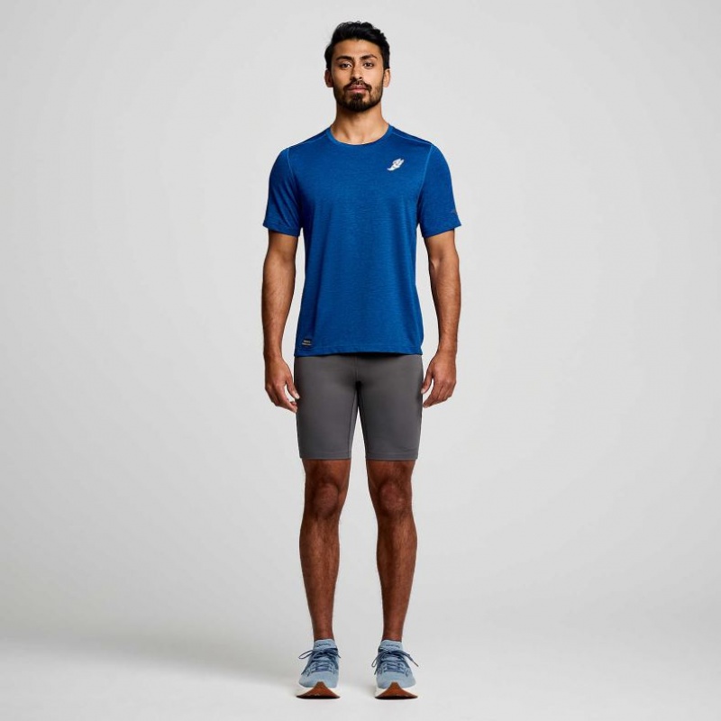 Indigo Men's Saucony Stopwatch Graphic Short Sleeve T-Shirt | MALAYSIA-YWVS