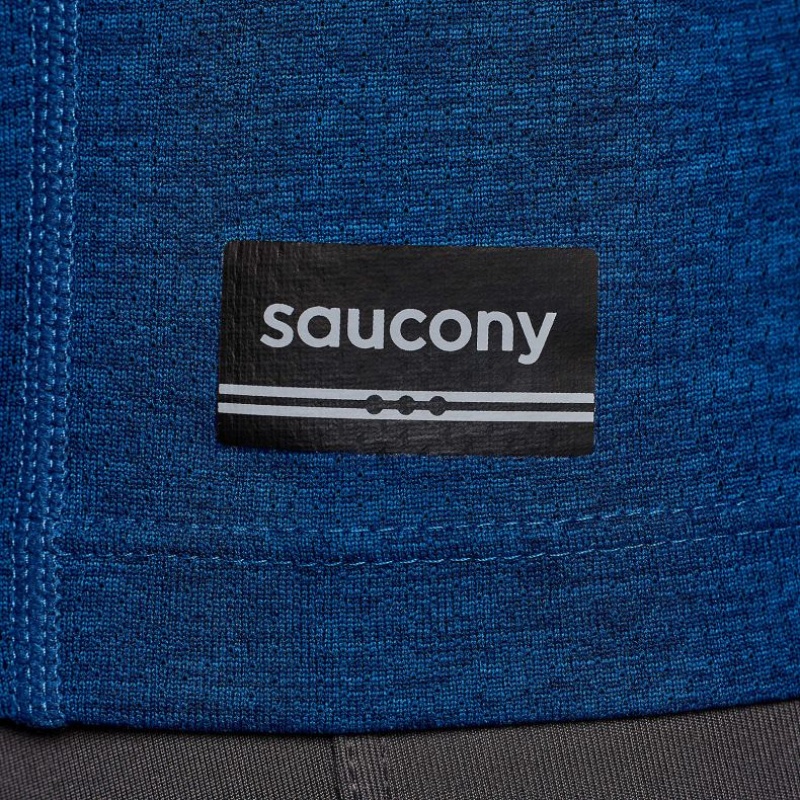 Indigo Men's Saucony Stopwatch Graphic Short Sleeve T-Shirt | MALAYSIA-YWVS