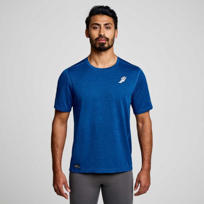 Indigo Men\'s Saucony Stopwatch Graphic Short Sleeve T-Shirt | MALAYSIA-YWVS