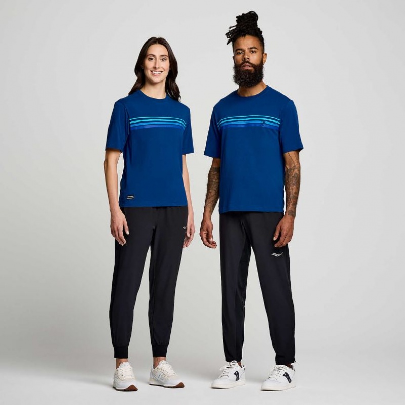 Indigo Women's Saucony Recovery Short Sleeve T-Shirt | MALAYSIA-ZBSF