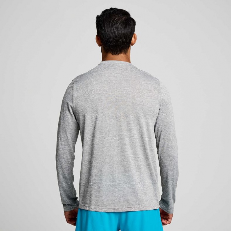 Light Grey Men's Saucony Stopwatch Graphic Long Sleeve T-Shirt | MALAYSIA-XLZI