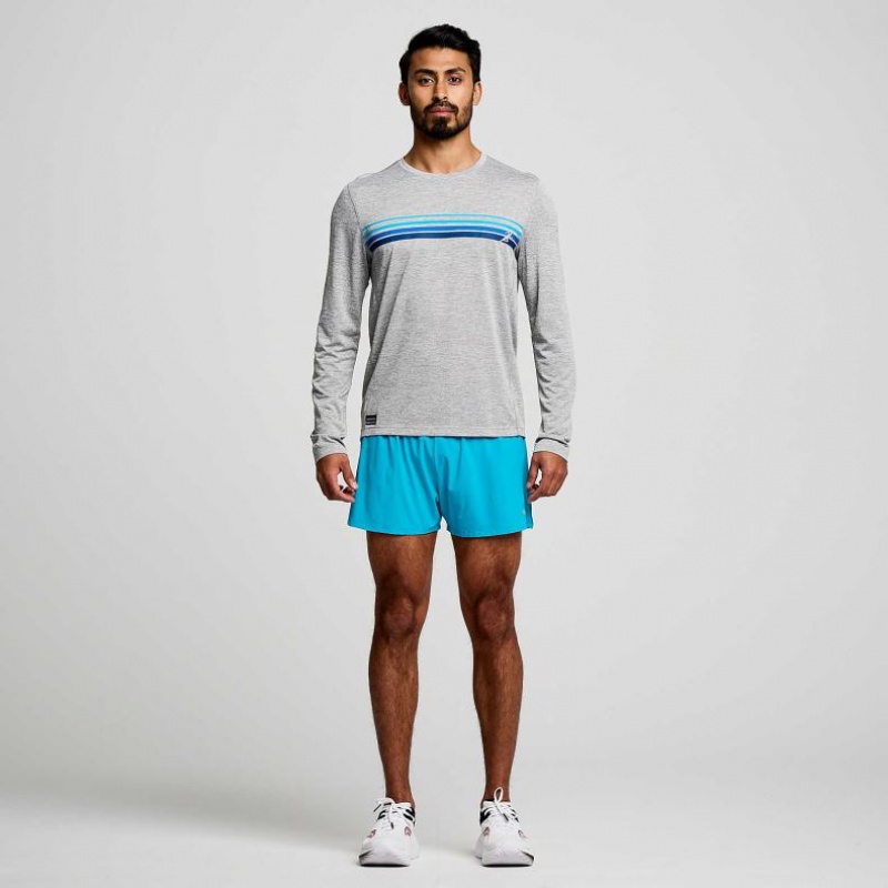 Light Grey Men's Saucony Stopwatch Graphic Long Sleeve T-Shirt | MALAYSIA-XLZI