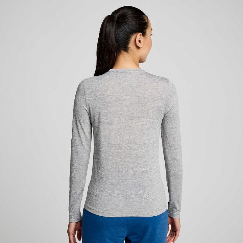 Light Grey Women's Saucony Stopwatch Graphic Long Sleeve T-Shirt | MALAYSIA-BQCI