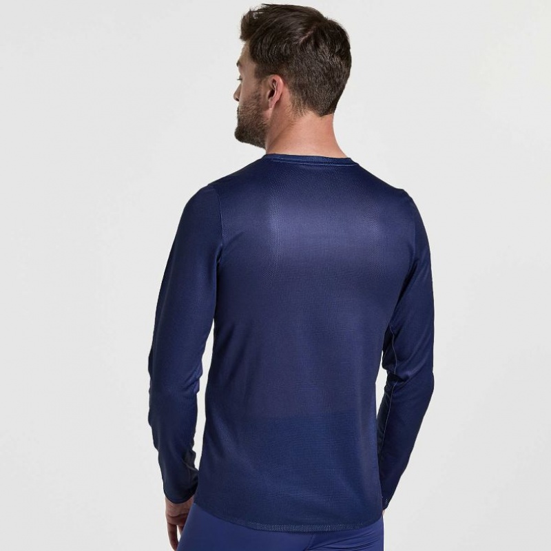 Navy Men's Saucony Elite Long Sleeve T-Shirt | MALAYSIA-HUXA