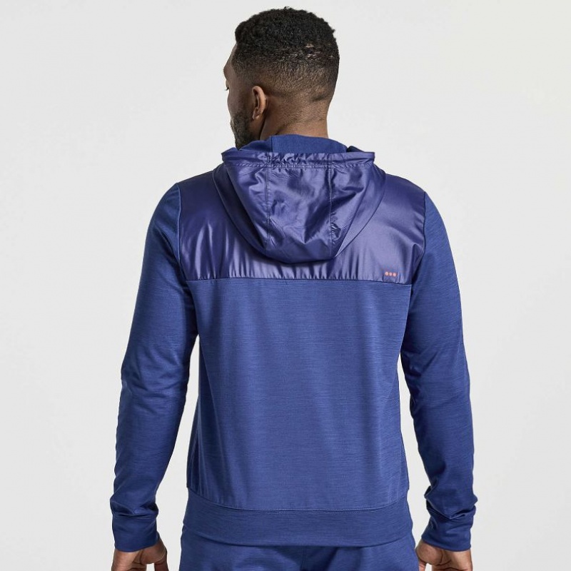 Navy Men's Saucony Solstice Zip Hoodie | MALAYSIA-ZRFQ