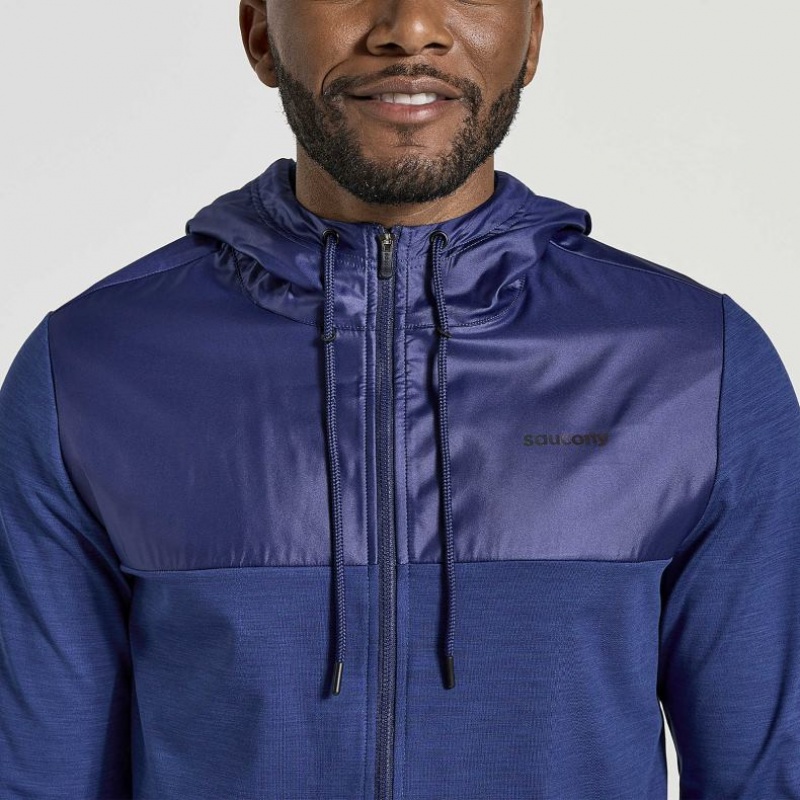 Navy Men's Saucony Solstice Zip Hoodie | MALAYSIA-ZRFQ