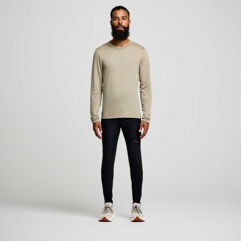 Olive Men's Saucony Peregrine Merino Long Sleeve T-Shirt | MALAYSIA-XBRY