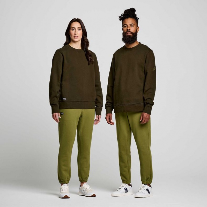 Olive Men's Saucony Recovery Crew Sweatshirt | MALAYSIA-LOSH