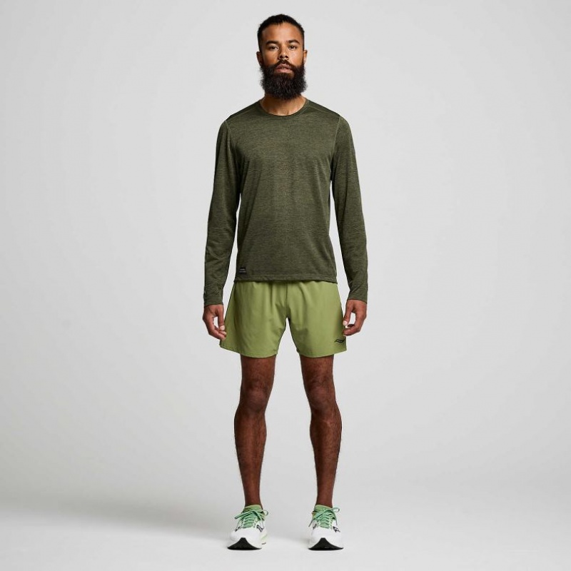 Olive Men's Saucony Stopwatch Graphic Long Sleeve T-Shirt | MALAYSIA-WPUK