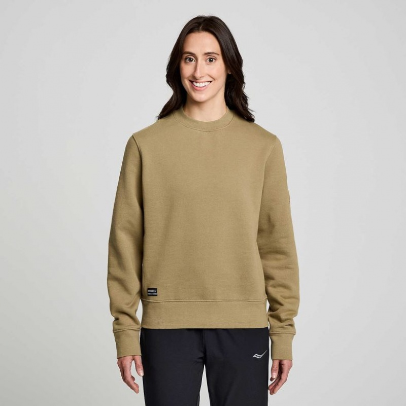 Olive Women\'s Saucony Recovery Crew Sweatshirt | MALAYSIA-PKVJ