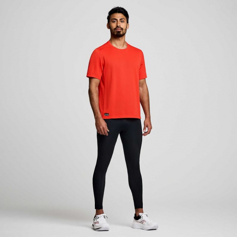 Orange Men's Saucony Stopwatch Short Sleeve T-Shirt | MALAYSIA-LWRC