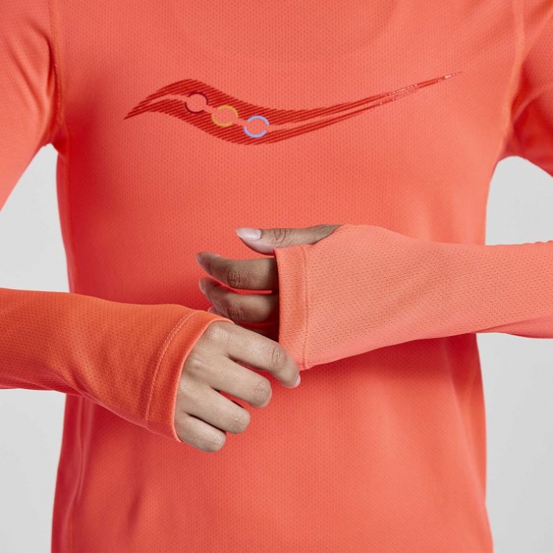 Orange Women's Saucony Stopwatch Graphic Long Sleeve T-Shirt | MALAYSIA-UZLP