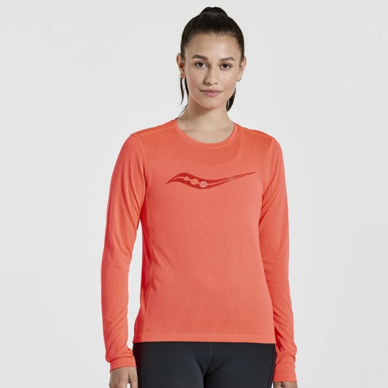 Orange Women\'s Saucony Stopwatch Graphic Long Sleeve T-Shirt | MALAYSIA-UZLP