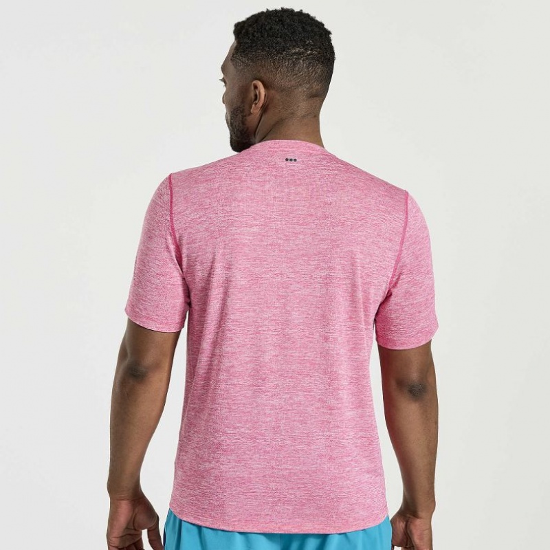 Pink Men's Saucony Stopwatch Short Sleeve T-Shirt | MALAYSIA-NZMA