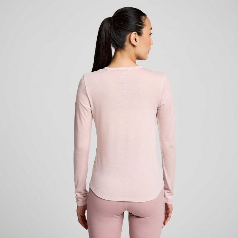 Pink Women's Saucony Peregrine Merino Long Sleeve T-Shirt | MALAYSIA-LGNC