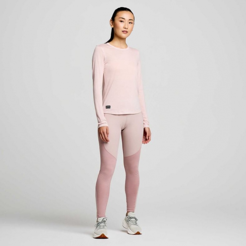 Pink Women's Saucony Peregrine Merino Long Sleeve T-Shirt | MALAYSIA-LGNC