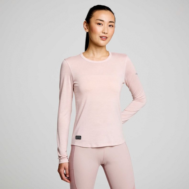 Pink Women\'s Saucony Peregrine Merino Long Sleeve T-Shirt | MALAYSIA-LGNC