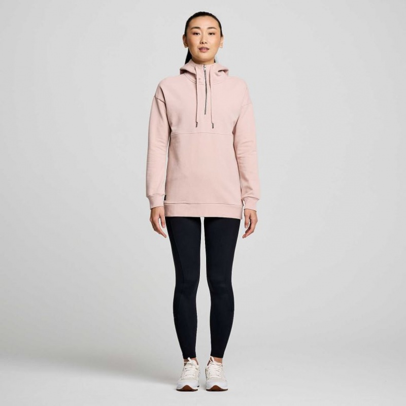 Pink Women's Saucony Recovery Zip Tunic Hoodie | MALAYSIA-DVJX