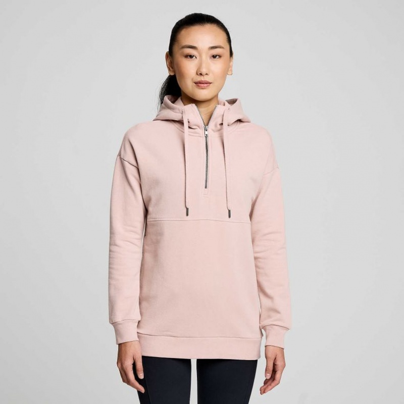 Pink Women\'s Saucony Recovery Zip Tunic Hoodie | MALAYSIA-DVJX