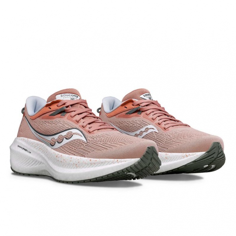 Pink Women's Saucony Triumph 21 Wide Running Shoes | MALAYSIA-KGMV