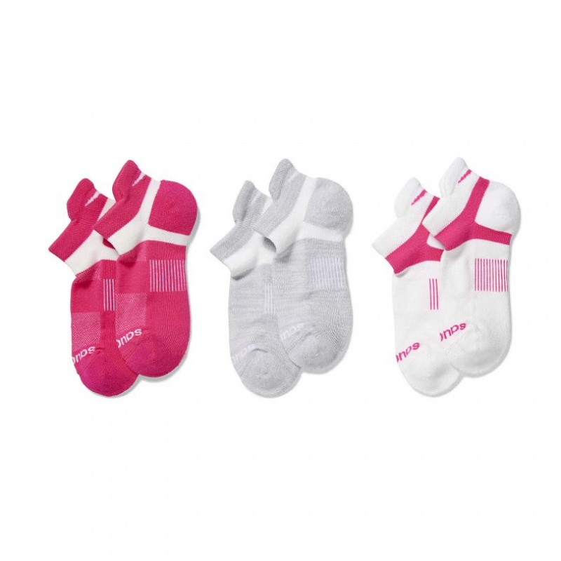 Pink / Grey / White Women\'s Saucony Inferno No Show Tab 3-Pack Socks | MALAYSIA-HNVA