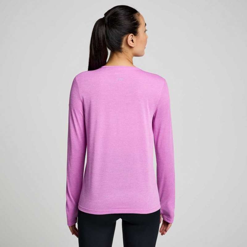 Purple Women's Saucony Stopwatch Graphic Long Sleeve T-Shirt | MALAYSIA-ZKCV