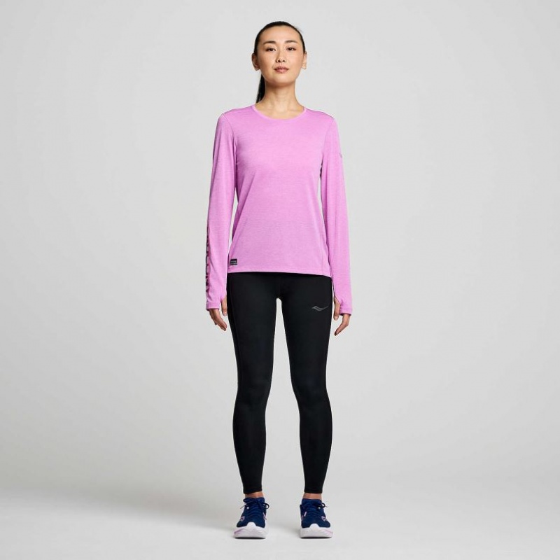 Purple Women's Saucony Stopwatch Graphic Long Sleeve T-Shirt | MALAYSIA-ZKCV