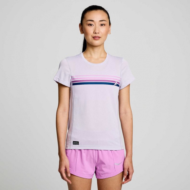 Purple Women's Saucony Stopwatch Graphic Short Sleeve T-Shirt | MALAYSIA-KPXQ